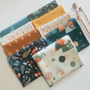 Woodland Fabric Bundle, Art Gallery Fabrics, Fox, Deer, Timblerline, 9 piece, Quilting Cotton, Jessica Swift, bears, mountains