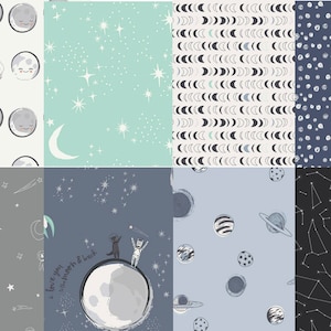 Outer space Fabric, Fat Quarter Bundle, 8 piece, Art Gallery, Stargazer, Quilting Weight, Cotton, Fabric bundle, fun for face masks