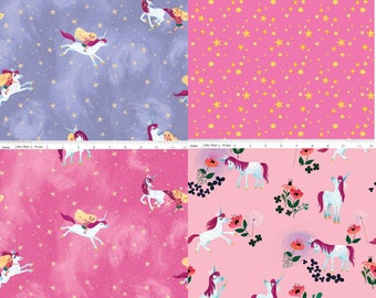 Fantasy Juvenile Amy Krouse Rosenthal Quilting Cotton Fabric Uni the Unicorn Stars C9984 Pink Riley Blake Designs