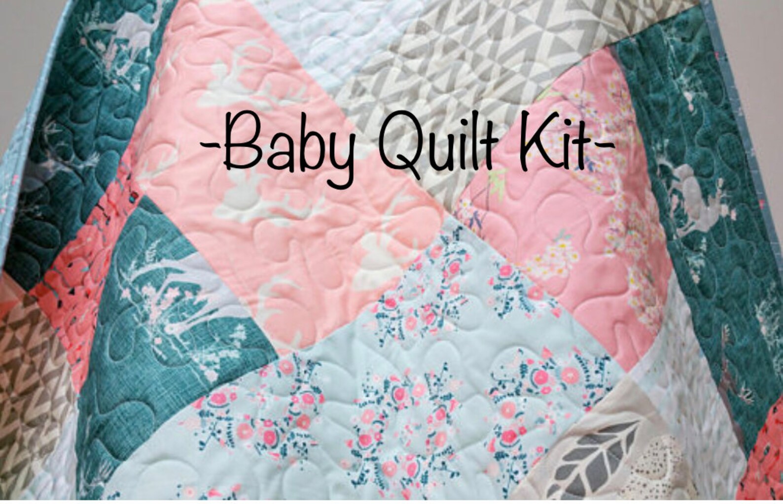 Baby Girl Quilt Kit Woodland Nursery Cotton Fabric Infant Etsy
