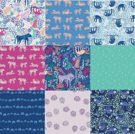 Jungle Fabric Bundle Art Gallery Fabrics Selva Sloths Etsy