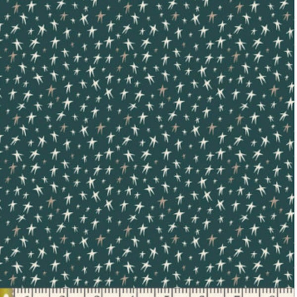 Star Fabric, Art Gallery Quilting Fabric, By the Yard, Midnight Wishes, Campsite, Stars, Deep Green