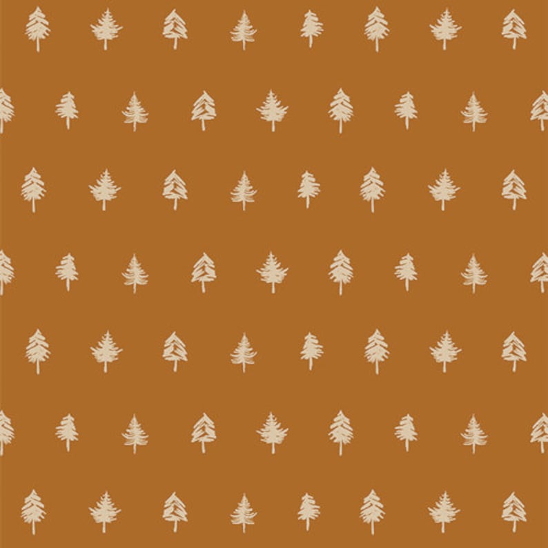 Tree Line Bark Art Gallery Fabric, Timberline Rust Pine Tree Woodland Quilting Cotton image 2
