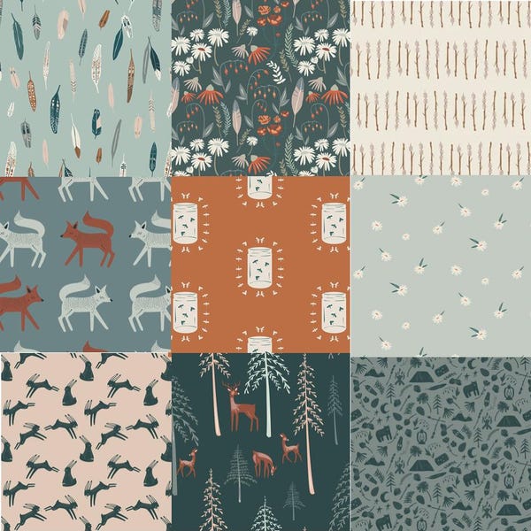 Woodland Fabric Bundle: Art Gallery Quilting Cotton, Fox & Deer