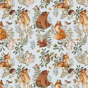 Cheater Quilt Fabric Woodland Animal Tracks by Gingerlous Navy Blue Gray  Forest Baby Boy Cotton Fabric by the Yard With Spoonflower 