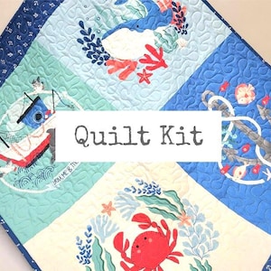 Nautical Baby Quilt Kit: Handmade DIY Project - Whale, Anchor, Ship