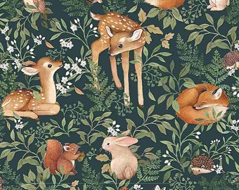 Woodland Fabric, Quilt Cotton, Little Fawn and Friends, Dear Stella, STELLA-DNS1908,  WILLOW