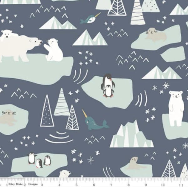 Nice Ice Baby, Polar Bear Fabric, Riley Blake, Quilting Fabric, penguins