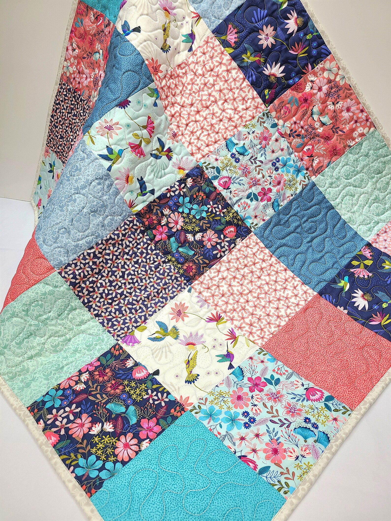 Hummingbird Quilt Kit, Baby, Patchwork, Lap, Toddler, Girl, Wildflowers ...