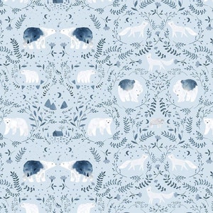 Be Brave, Polar Bear Toile, Dear Stella, quilting cotton, yardage, STELLA-D2301, SURF