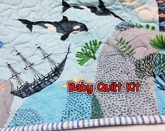 Baby Quilt Kit, DIY, Nautical Baby Quilt, Gender Neutral, Quilts, Boy, Girl, Nursery, Baby Shower Gift, Ocean