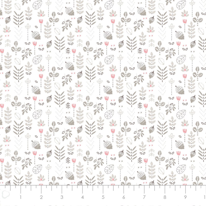 Pretty Little Woods Nursery Quilting Cotton Bunny Rabbits Girl Fabric Bears Camelot Woodland Fabric Bundle Brown Green Pink