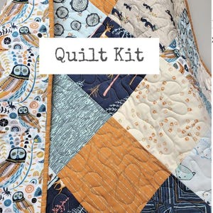 Baby Quilt, Boy, Woodland, Rustic, Deer, Bees, Navy Blue, Orange, Little Forester, Owl, Art Gallery Fabrics, Girl, gender neutral, Homemade
