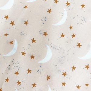 Pink Nursery Fabric: Moon and Stars Cotton, Quilting Weight