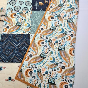 Baby Quilt Kit, Boy, Woodland, Rustic, Deer, Bees, Navy Blue, Orange, Little Forester, Owl, Art Gallery Fabrics, Girl image 4