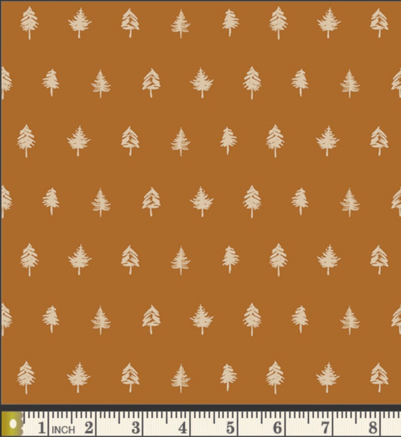 Tree Line Bark Art Gallery Fabric, Timberline Rust Pine Tree Woodland Quilting Cotton image 4