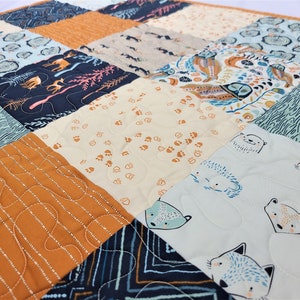 Baby Quilt Kit, Boy, Woodland, Rustic, Deer, Bees, Navy Blue, Orange, Little Forester, Owl, Art Gallery Fabrics, Girl image 8