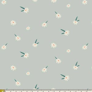 Art Gallery Quilting Fabric, By the Yard, Dancing Daisies, Campiste, Stars, Light Blue, Floral, Flowers baby quilt, Kids room decor