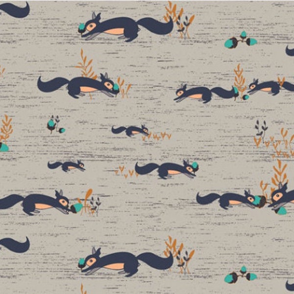 Squirrel Fabric, Squirrels at Play, Woodland Fabric, Art Gallery Fabrics, Little Forester, yardage, Maureen Cracknell