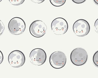 Moon fabric, Quilting Cotton, Art Gallery fabrics, Stargazer, Happy Moons, Outer Space Theme, Baby Boy, by the yard, yardage, AGF studio