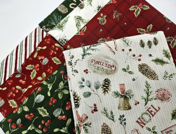 Holiday Spirit Christmas Fabric Bundle Lisa Audit Riley Blake 7 Piece Cotton