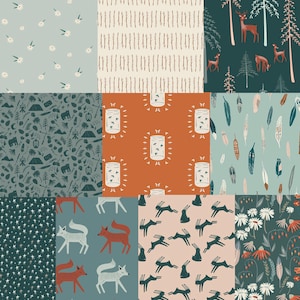 Woodland Fabric Bundle, Art Gallery Fabrics, Fox, Deer,  Campsite, Camping Theme, 10 piece fat quarter bundle, Quilting Cotton