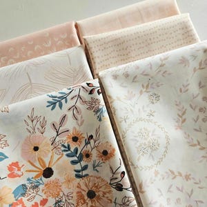 Blush Pink Floral Cotton Fabric Fat Quarter Bundle - Art Gallery Fabrics