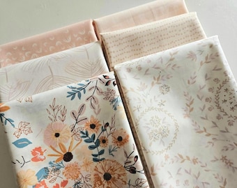 Blush Pink Floral Cotton Fabric Fat Quarter Bundle - Art Gallery Fabrics