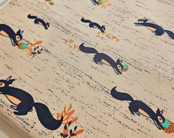 Squirrel Fabric: Woodland Art Gallery Quilting Cotton, Little Forester
