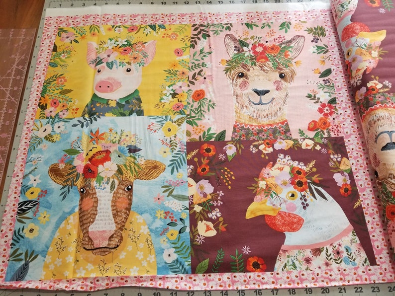 Farm Animal Quilting Fabric Farm Friends Panel Mia Charro Etsy