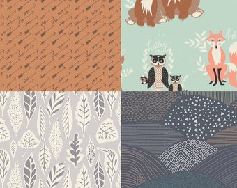 Hello Bear Fat Quarter Bundle: Woodland Baby Cotton Fabric