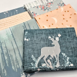 Woodland Fabric Bundle, Art Gallery Blithe Fat Quarters, Deer and Forest Cotton Quilt Fabric