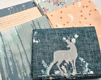 Woodland Fabric Bundle, Art Gallery Blithe Fat Quarters, Deer and Forest Cotton Quilt Fabric