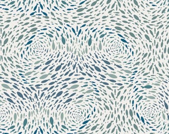 Fish Fabric: Art Gallery Enchanted Voyage Cotton - Saltwater Stream Clear