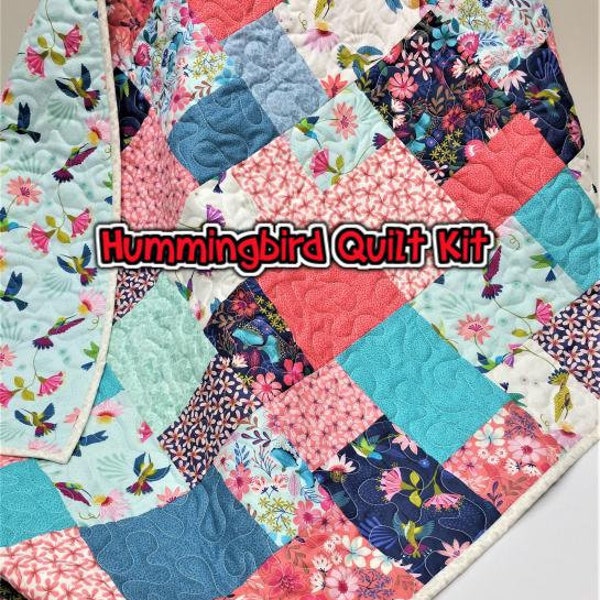 Quilt Kit, Hummingbird Quilt Kit, Baby Girl, Lap Quilt, DIY