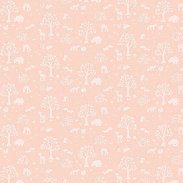 Woodland, Nursery Fabric, Quilt Cotton, Woodland Story, TELLA-DNS2508, CREAMPUFF, bear, deer