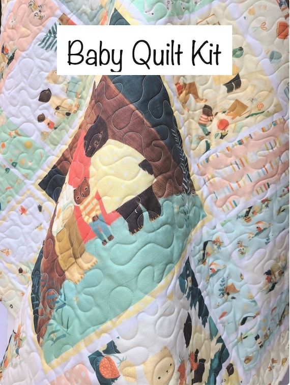 Baby Quilt Kit, Littlest Family Big Celebration, Woodland, DIY quilt kit,  panel quilt, EASY, gift idea, baby shower