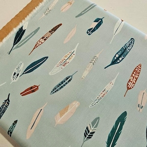 Feather Fabric, Cotton, By the Yard, Art Gallery Fabric, Heather and Feathers, Campsite, Earth Tones, yardage
