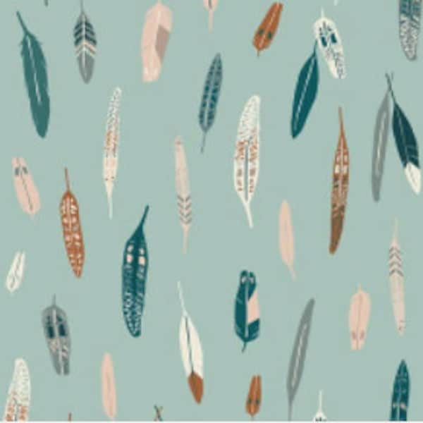 Feather Fabric, Cotton, By the Yard, Art Gallery Fabric, Heather and Feathers, Campsite, Earth Tones, yardage