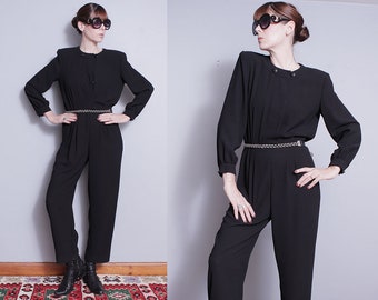 Vintage 1980's/1990's | Liz Claiborne | Black | Playsuit | Pant | One Piece | Jumpsuit | S