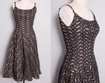 Vintage 1950's | Black | Eyelet | Sleeveless | Party | Formal | MCM | Mid Century | New Look | Dress | XS