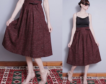 Vintage 1950's | Wool | Full Silhouette | New Look | Mid Century | MCM | Skirt | XS