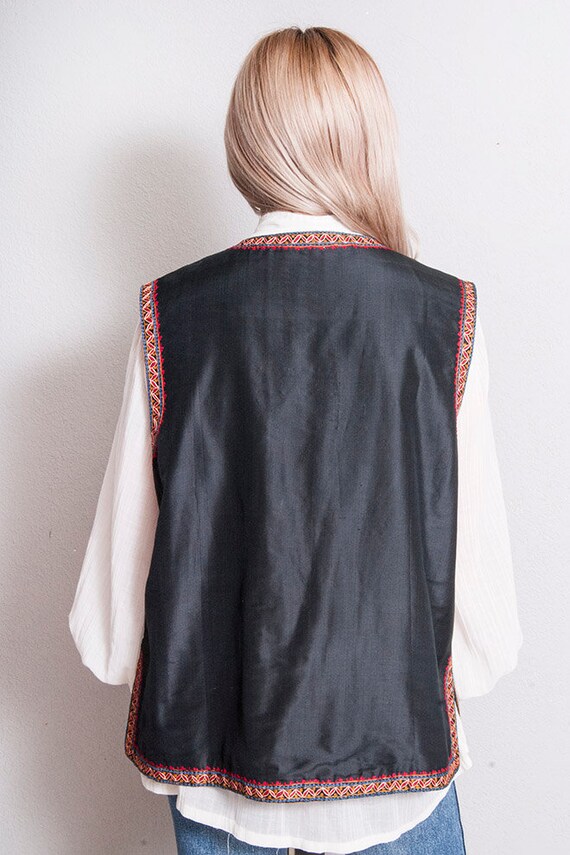 Vintage 1970's | Black | 100% Silk | Vest | Made … - image 5
