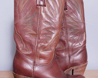 Vintage | 1980's | Brown | Leather | FRYE | Cowboy | Western | Boots | 6