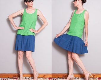 Vintage 1960's/1970's | Malcolm Starr | Colorblock | Drop Waist | Mod | Shift | Dress | M