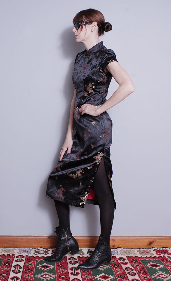 Vintage 1990's | Black | Floral | Asian Inspired … - image 4