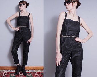 Vintage 1980's | Black | Playsuit | Pant | One Piece | Jumpsuit | S