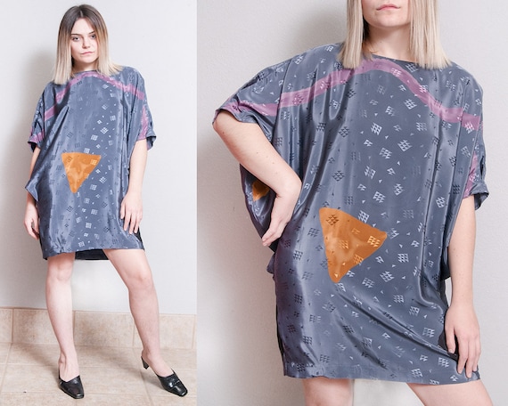 Vintage 1980's | Dolman Sleeve | Printed | Geometr