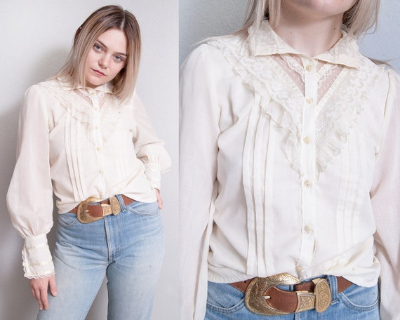 Vintage 1970's | GUNNE SAX | Ivory | Lace | Ribbon
