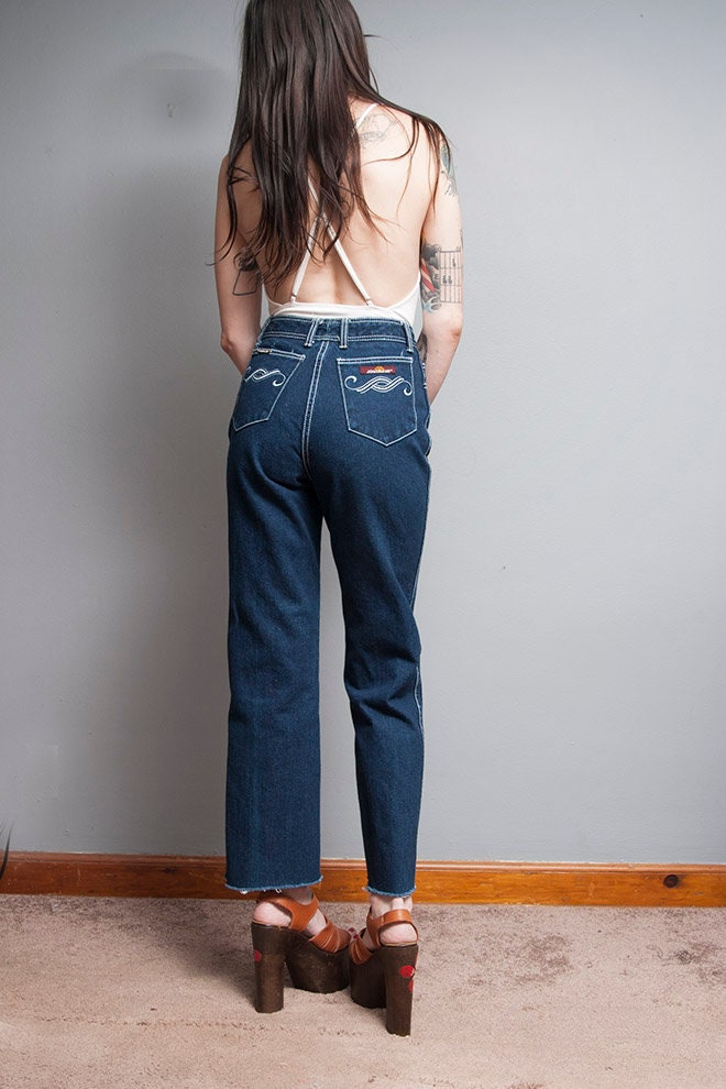 Vintage 1970 s Jordache Dark Wash High Waist Denim Jeans XS S
